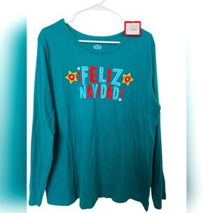 NWT Feliz Navidad long sleeve Tee size XXL